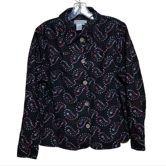 Coldwater Women's Creek Blue Denim Embroidered Shirt Sz Petite Large - Picture 1 of 6